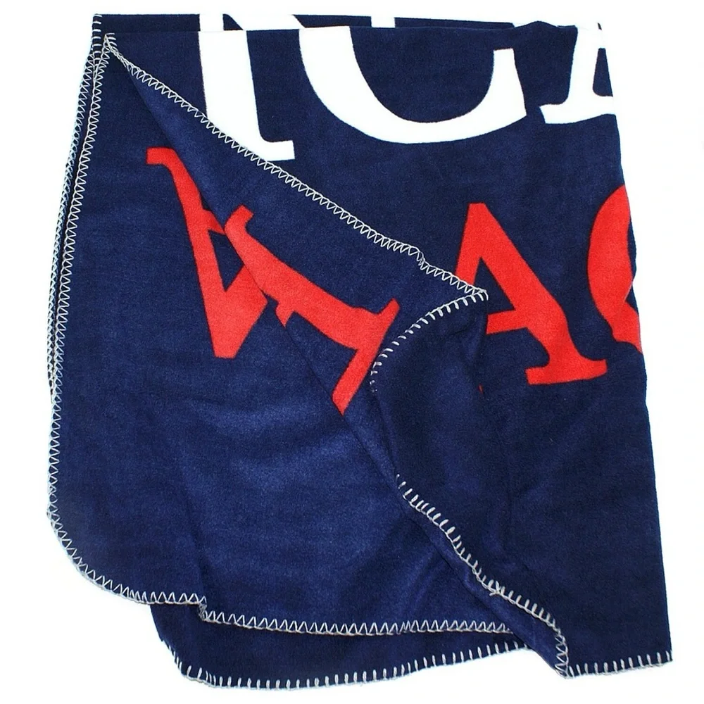 American Eagle Soft Fleece Throw Blanket - navy blue, logo all over - 50x60